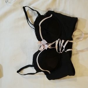 Corset style bralette Sz S black and pink